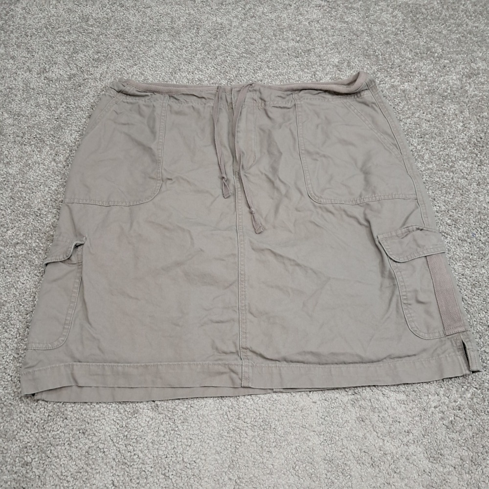 Cabelas Casuals Womens Tan Cotton Cargo Skirt Size 14 Khaki Utility Drawstring